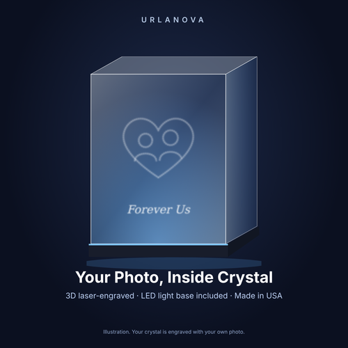 Personalized 3D crystal photo with LED light base